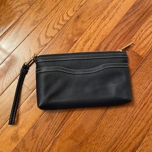 Talbots Navy Leather Clutch Wrislet Purse Bag NEW